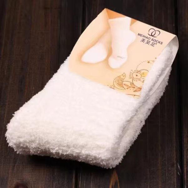 Fluffy Warm Christmas Gift Soft Home Candy Color Velvet Floor Socks - Image 23