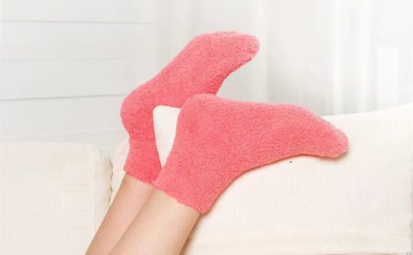 Fluffy Warm Christmas Gift Soft Home Candy Color Velvet Floor Socks - Image 2