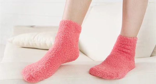 Fluffy Warm Christmas Gift Soft Home Candy Color Velvet Floor Socks