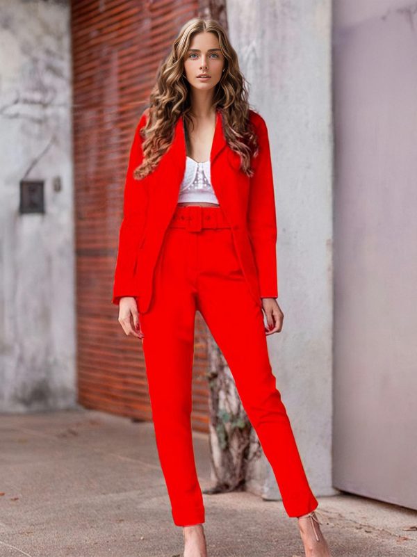 Formal Long Sleeves Turndown Collar Two Piece Sets - Image 2