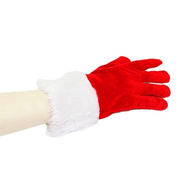 Full Finger Mitten Short Santa Christmas Mittens Plush Bowknot Gloves - Image 3