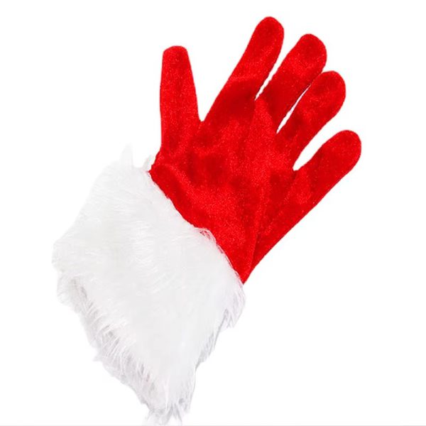 Full Finger Mitten Short Santa Christmas Mittens Plush Bowknot Gloves - Image 2