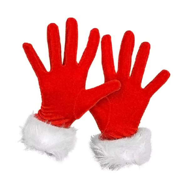 Full Finger Mitten Short Santa Christmas Mittens Plush Bowknot Gloves