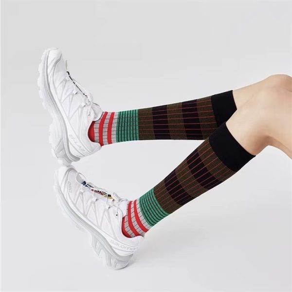 Gradient Striped Colorful Retro Calf Cotton High Tube Soft Sport Casual Sox - Image 5