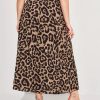High Waist Leopard Print Pleated Print Plus Size Skirts - Image 5
