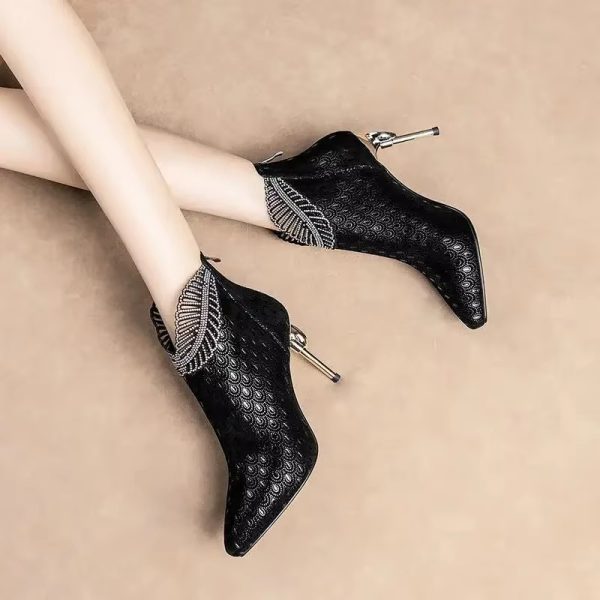 Elegant PU Leather Pointed Thin Heels Light and Comfortable Shoes - Image 2