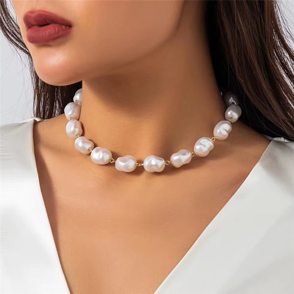 Classic Irregular Imitatio Pearl Bead Choker Necklace Wed Bridal - Image 3