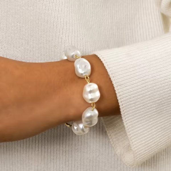 Elegant Irregular Imitatio Pearl Bead Wed Bridal Vintage Bracelet