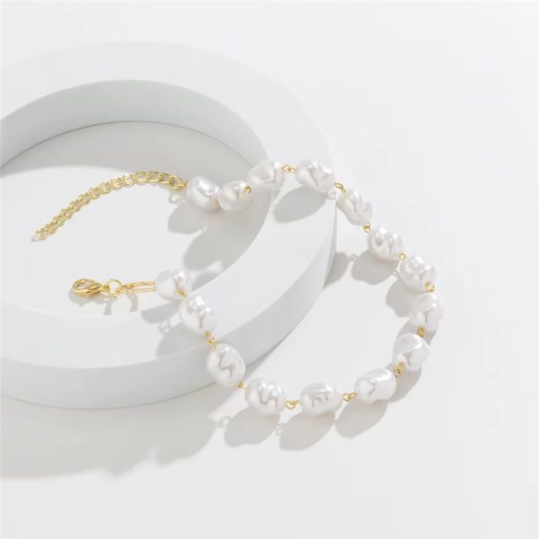 Geometric Irregular Imitatio Pearl Bead Wed Bridal Vintage Anklet - Image 2