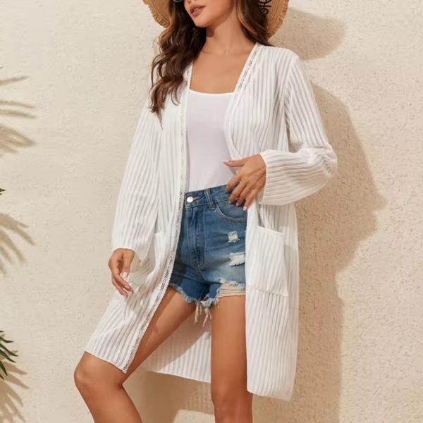 Casual Long Sleeve Beach Cover Up One Piece Kimono - Image 2