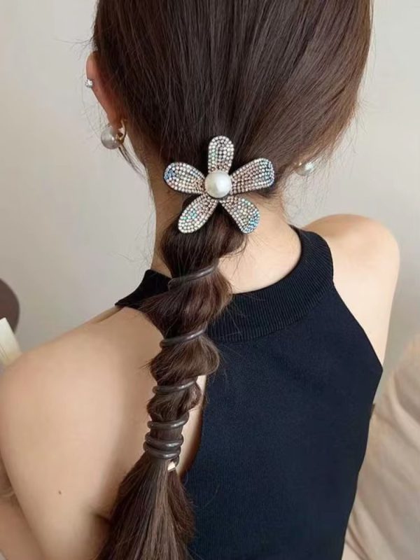 Flowers Elastic Spiral Hair Rope Head Rope Ponytail Hair Ring Rubber Band Headdress