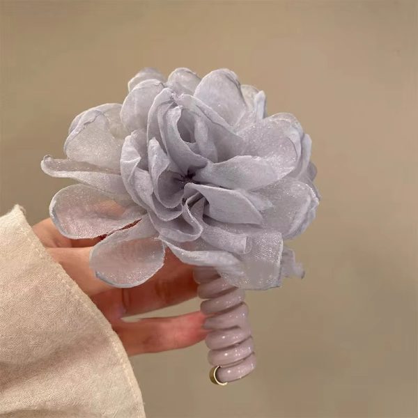 Lovely Sparkling Flowers Elastic Spiral Hair Rope Head Rope Ponytail Hair Ring - Image 5