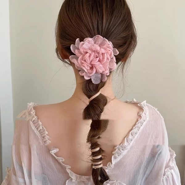 Lovely Sparkling Flowers Elastic Spiral Hair Rope Head Rope Ponytail Hair Ring