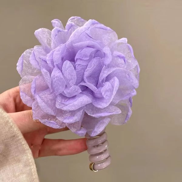 Lovely Sparkling Flowers Elastic Spiral Hair Rope Head Rope Ponytail Hair Ring - Image 3