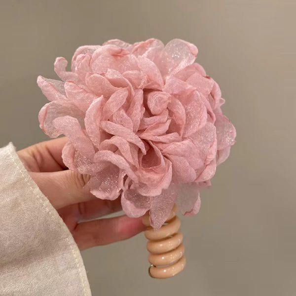 Lovely Sparkling Flowers Elastic Spiral Hair Rope Head Rope Ponytail Hair Ring - Image 2