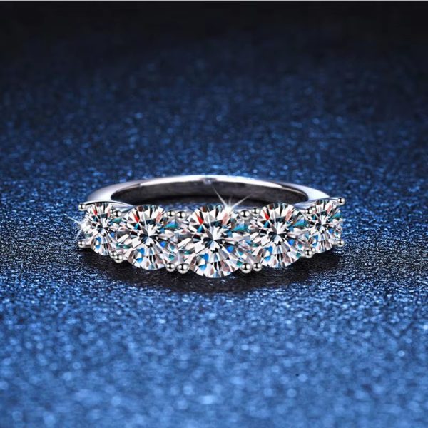 Luxury 3.6CTTW 5 Stone Sparkling Diamond Engagement Band 925 Sterling Wedding Ring - Image 10