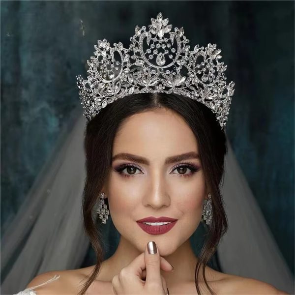 Luxury Diadem Zircon Rhinestone Bridal King Tiaras Princess Round Crown