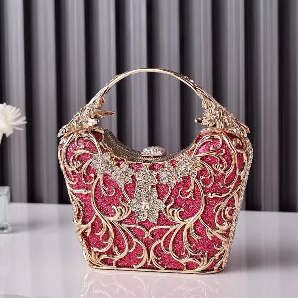 Luxury Hollow Out Metal Evening Shiny Party Banquet Chain Shoulder Clutch - Image 4