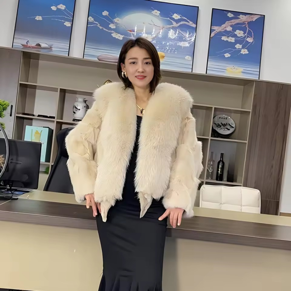 Luxury Natural Real Fox Fur Thick Short Pluffy Coat - Image 7