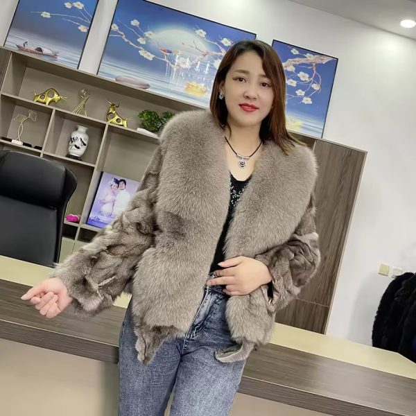 Luxury Natural Real Fox Fur Thick Short Pluffy Coat - Image 6