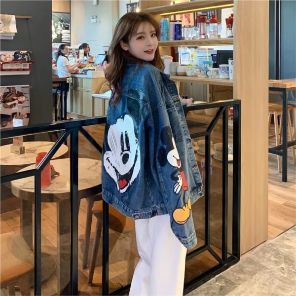 Mickey Printed Loose Large Size Cartoon Casual Denim Jacket