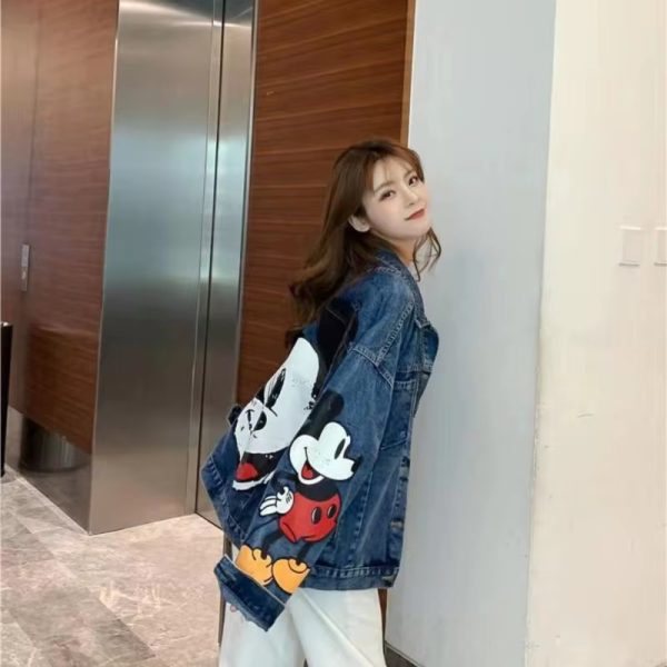 Mickey Printed Loose Large Size Cartoon Casual Denim Jacket - Image 3