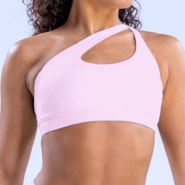 One Shoulder Padded Asymmetric Sports Hollow Out Yoga Top - Image 10