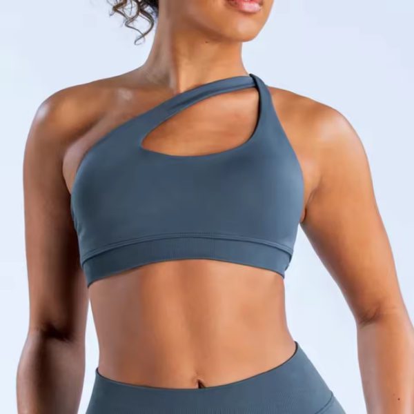 One Shoulder Padded Asymmetric Sports Hollow Out Yoga Top