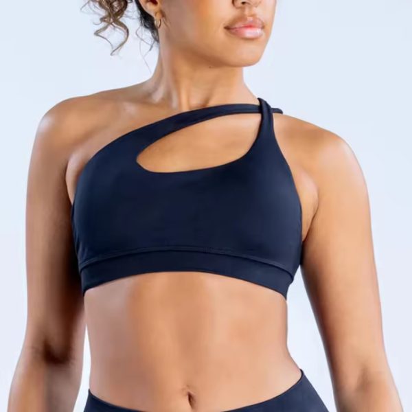 One Shoulder Padded Asymmetric Sports Hollow Out Yoga Top - Image 3