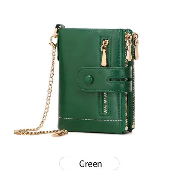 PU Leather Short With Chain Three Layer Retro Style Card Holder - Image 8