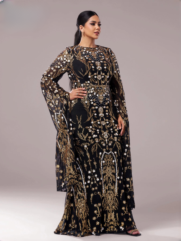 Sequin Round Neck Extended Sleeve Evening Formal Occasion Cocktail Ball Plus Size Church Muslim Dresses - Image 10