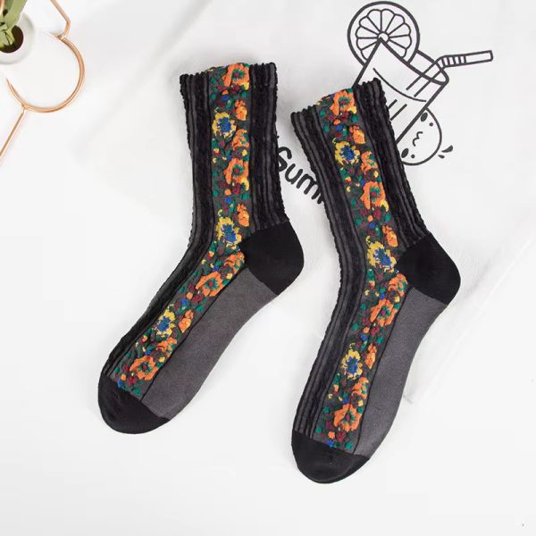 Vintage Novelty Ethnic Print Kawaii Cute Cotton Casual Breathable Funny Socks - Image 3