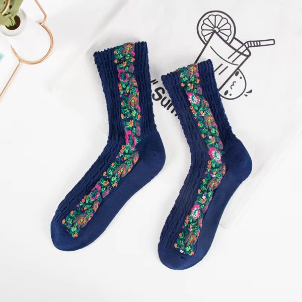 Vintage Novelty Ethnic Print Kawaii Cute Cotton Casual Breathable Funny Socks - Image 5