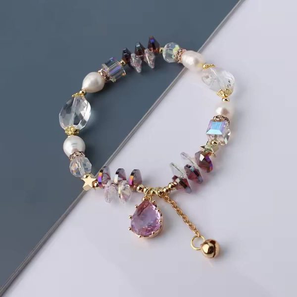 Retro water drop pendant fresh water Pearl Crystal bracelet - Image 2