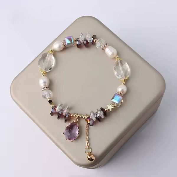 Retro water drop pendant fresh water Pearl Crystal bracelet