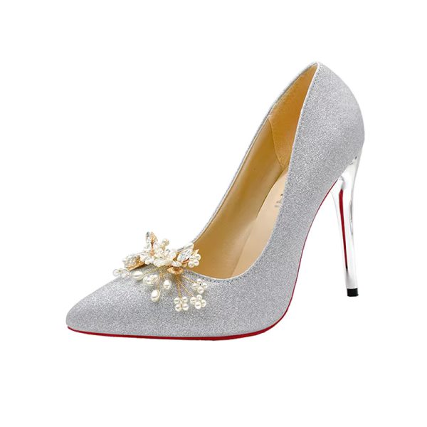 Flowers Fashion Thin High Heels comfortable Wedding Shoes - Image 7