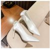 Silk Banquet Bow Pattern Botines High Heels  Bridal Shoes