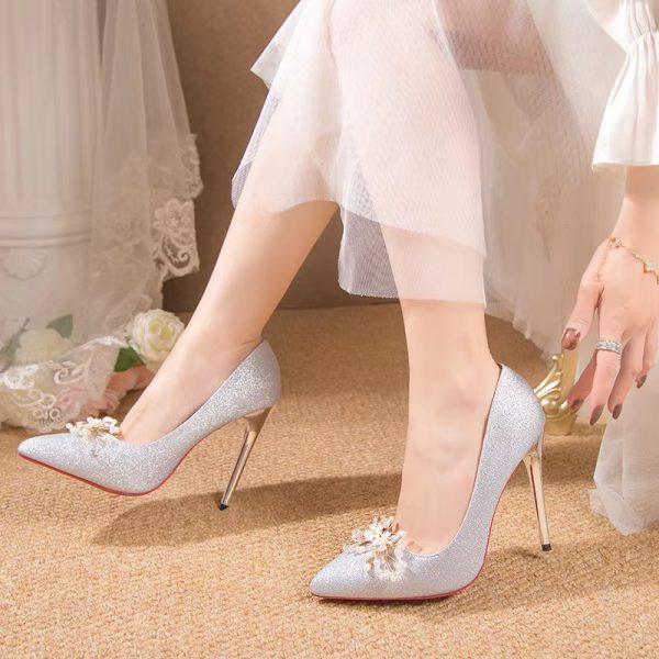 Flowers Fashion Thin High Heels comfortable Wedding Shoes - Image 5