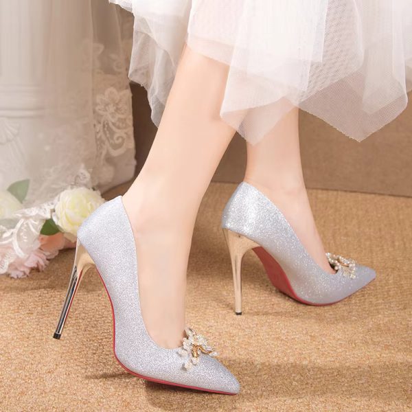 Flowers Fashion Thin High Heels comfortable Wedding Shoes - Image 6