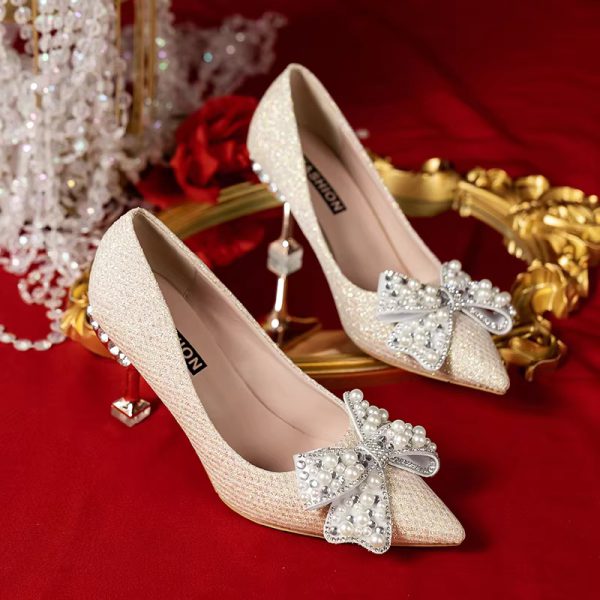 Rhinestone Fashion High Heels Metal Buckle  Bridel Shoe High Heel - Image 11