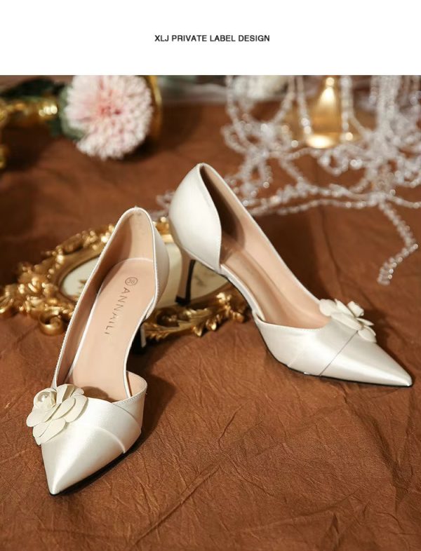 Pointy High Heels Fashion French Temperament Bridesmaid Shoes  Pumps - Image 3