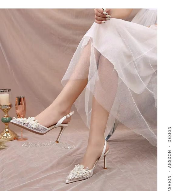 Pearl Fashion High Heels Lace Shoes Bridesmaid Shoes Pumps