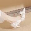Butterfly Fashion Satin Pointed Pearl Bowknot Bridesmaid High Heel Sandals - Image 3