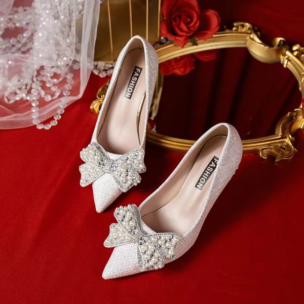 Rhinestone Fashion High Heels Metal Buckle  Bridel Shoe High Heel - Image 2