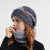 Two-piece  Acrylic Thick and Warm Ear protection Woolen Hat with Velvet Scarf - Image 2