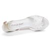 Crystal Flower Elegant Chunky High Heel Ankle Buckle White Lace Sandals - Image 9