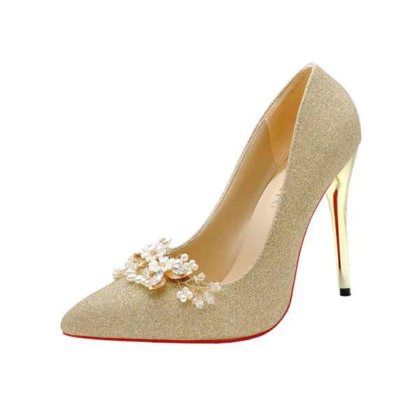 Flowers Fashion Thin High Heels comfortable Wedding Shoes - Image 2