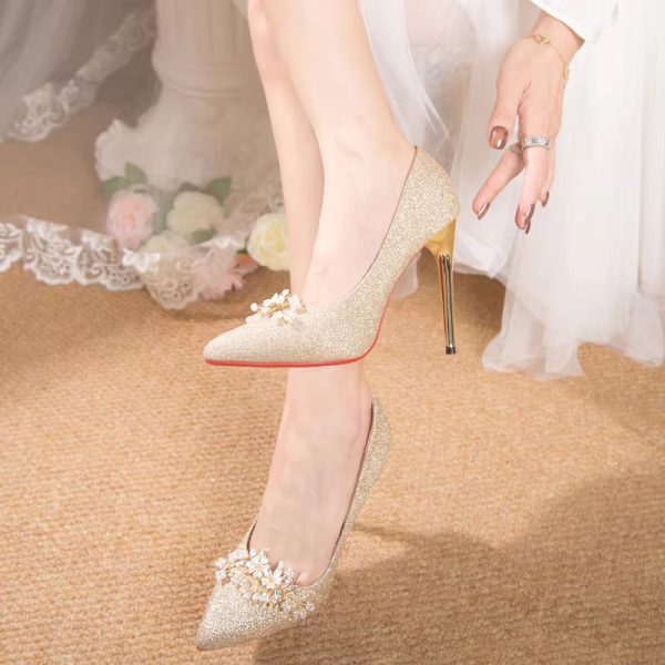 Flowers Fashion Thin High Heels comfortable Wedding Shoes - Image 12