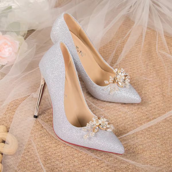 Flowers Fashion Thin High Heels comfortable Wedding Shoes - Image 13