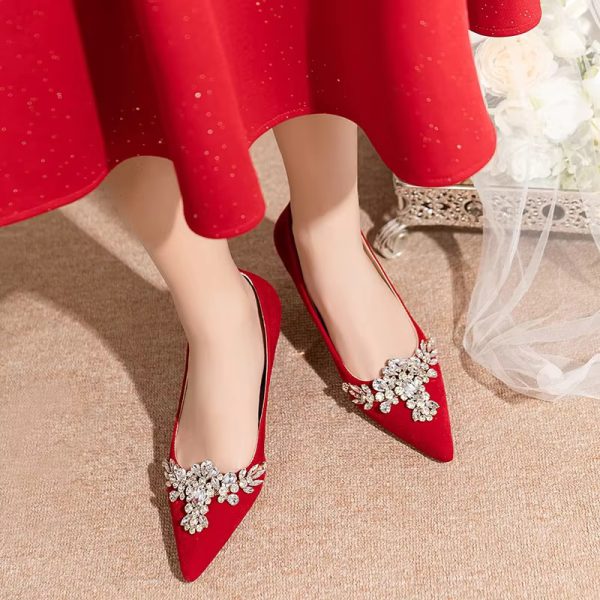 French Thin Fashion High Heels Bridal Shoes - Image 3